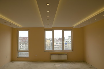 Freshly painted room with modern LED lighting, Sofia, Bulgaria  