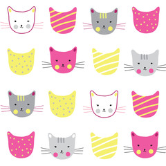 Fototapeta premium cats seamless pattern vector illustration