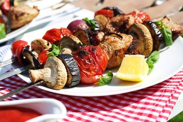 Barbecue on plate closeup