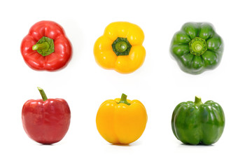 Collection of colorful peppers over white background (Vegetable)