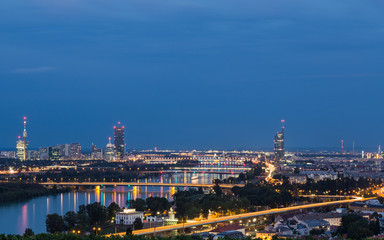 Buildings and Bridges Near the Danube River, River
