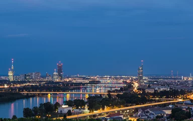 Zelfklevend Fotobehang Buildings and Bridges Near the Danube River, River © mikecleggphoto