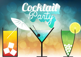 Cocktail Party Invitation Poster - Vector Illustration - 92204186