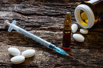 syringe and ampoule drugs in tablet form