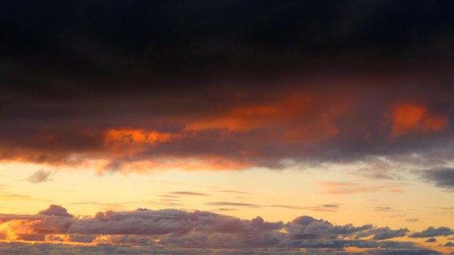 Sunset clouds. Senja island, Norway. Time lapse