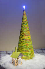 artificial Christmas tree made of threads