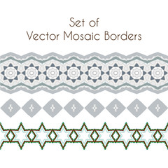 Set of vector exquisite filigree borders or brush style mosaics