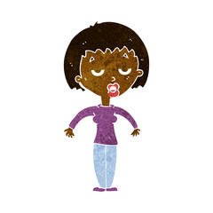 cartoon woman shrugging shoulders