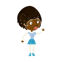 cartoon woman waving