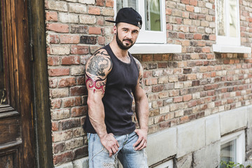 A sexy man with tattoo