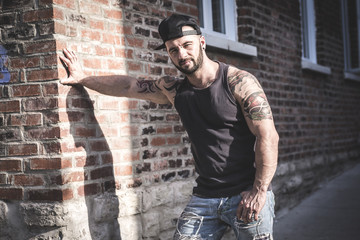 A sexy man with tattoo
