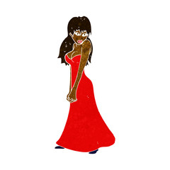cartoon pretty woman in dress