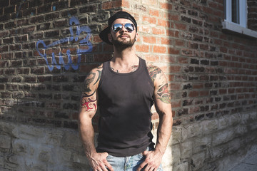 A sexy man with tattoo