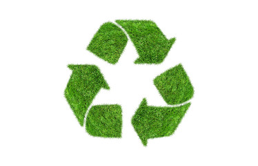 Green grass recycling sign isolated