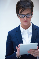 business woman working on tablet