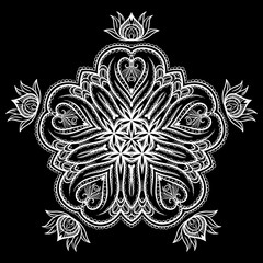 Vector monochrome flower mandala on a contrasting background