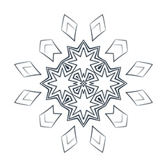 Vector monochrome flower mandala on a contrasting background
