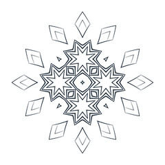 Vector monochrome flower mandala on a contrasting background