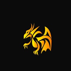 yellow dragon on a black background