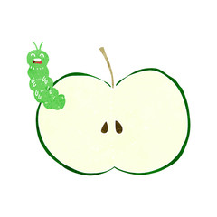 cartoon bug eating apple