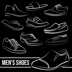 Vector set of men's shoes painted lines