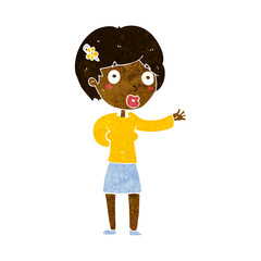 cartoon waving woman