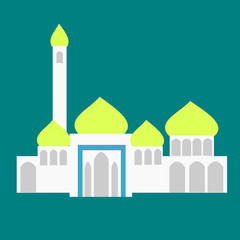 A white mosque with golden top