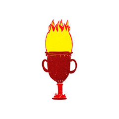 cartoon flaming trophy
