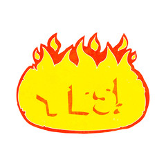 cartoon flaming yes symbol