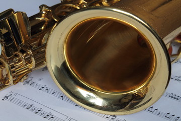 Saxophone. Part of saxophone close-up.