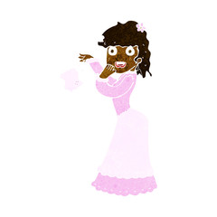 cartoon victorian woman dropping handkerchief