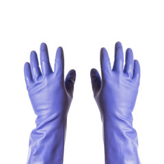 purple rubber gloves