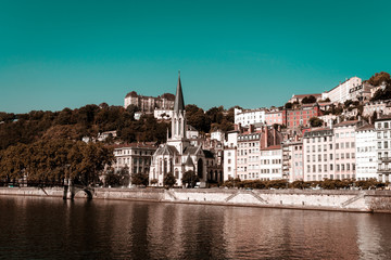 Lyon city landscape view, France