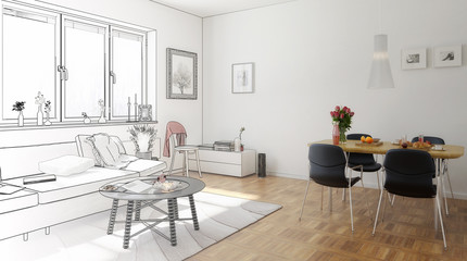 Wohn- und Esszimmer (Entwurf)