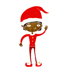 cartoon waving christmas elf