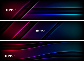 Set of banner, header backgrounds with place for your message