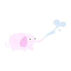 cartoon funny little elephant squirting water