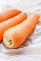 carrots vegetable on plastic bag