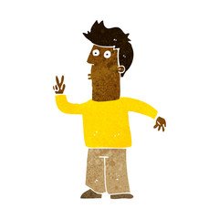 cartoon man giving peace sign