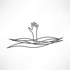 Drowning and reaching out hand for help
