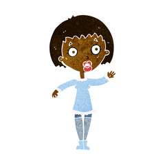 cartoon waving woman