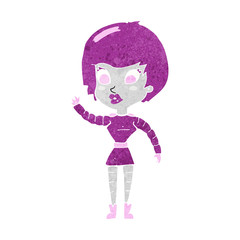 cartoon robot woman waving