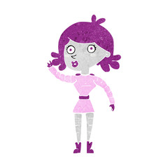 cartoon robot woman waving