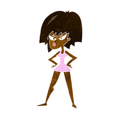 cartoon angry woman in dress