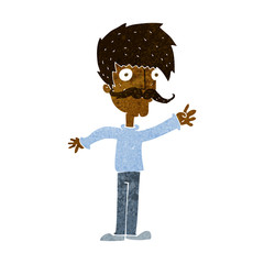 cartoon waving mustache man