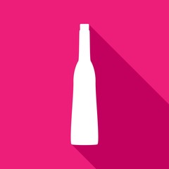 A bottle of wine and a glass icon with a long shadow
