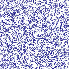 Abstract swirl ethnic seamless pattern.Outline