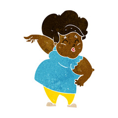 cartoon happy overweight lady