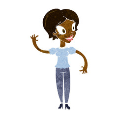 cartoon woman waving