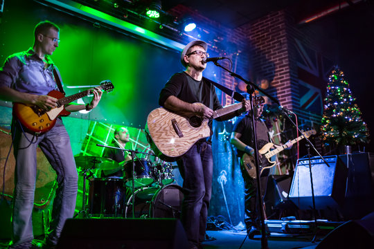 Band performs on stage